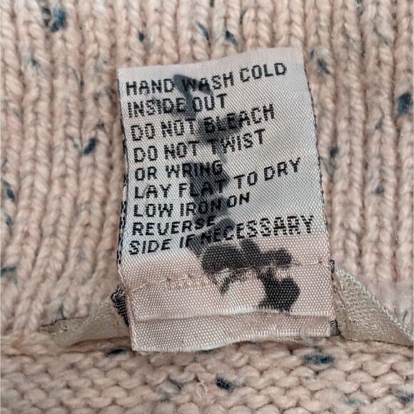 Vintage Cardigan Ivory with Handsewn Accents Size L - Picture 6 of 8